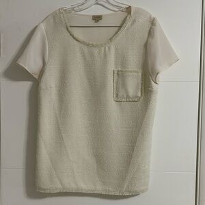 Daniel Cremieux Off-White Boucle Short Sleeve Top size L